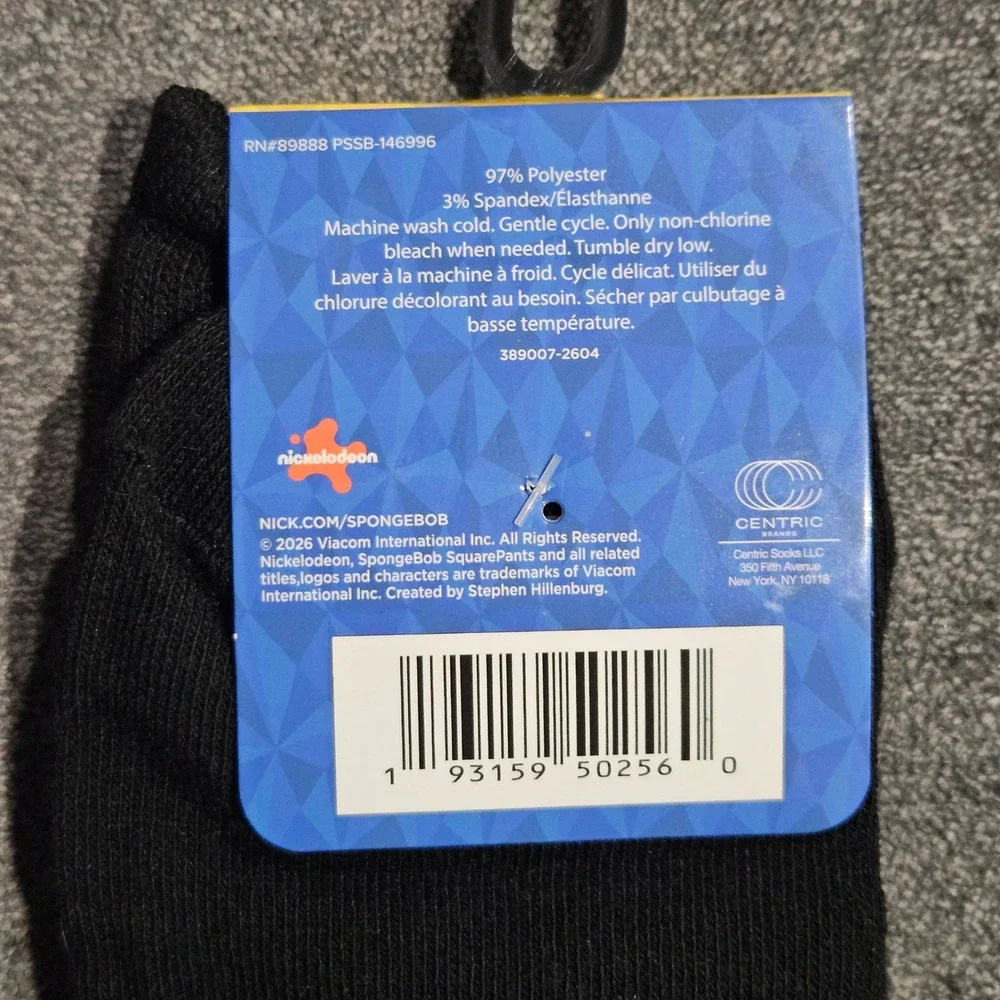 Nickelodeon SpongeBob SquarePants Scaredy Pants Halloween Mens Crew Socks 6-12